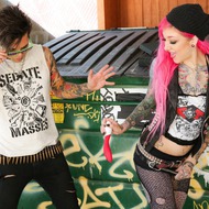 Tattooed Punk Chick In Hardcore Action-03