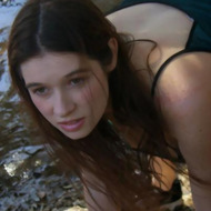 Busty teen posing outdoor-00