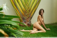 Wet, nude Amelie in garden-02